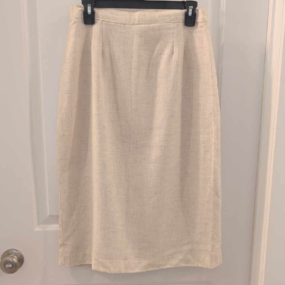 Christy Girl Cream Oatmeal Vintage Pencil Skirt